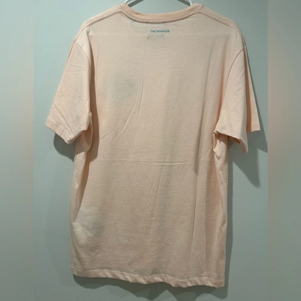 The Kooples 100% Cotton Pink Embroidered Skull T-Shirt Size L - Picture 7 of 9
